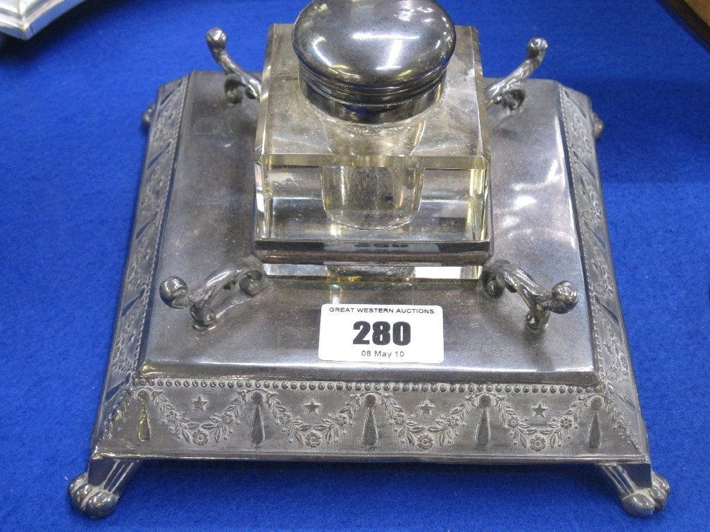 Appraisal: Silver plate inkstand