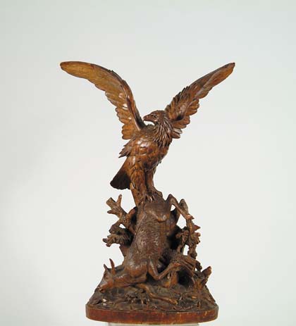 Appraisal: BLACK FOREST CARVED EAGLE AND STAG Signed underneath C A