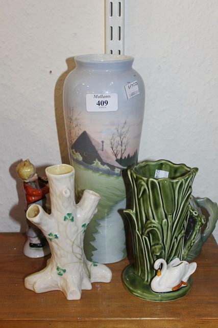 Appraisal: A LIMOGES VASE of baluster form with landscape decoration together