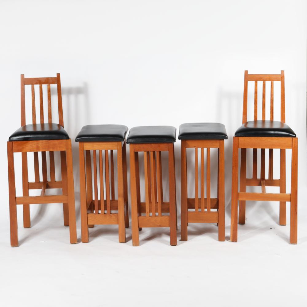 Appraisal: SAWBRIDGE STUDIOS PC MISSION STYLE TWO BAR CHAIRS AND THREE