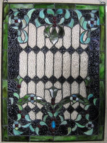 Appraisal: PAIR STAINED AND LEADED GLASS WINDOW PANELS Each with mottled