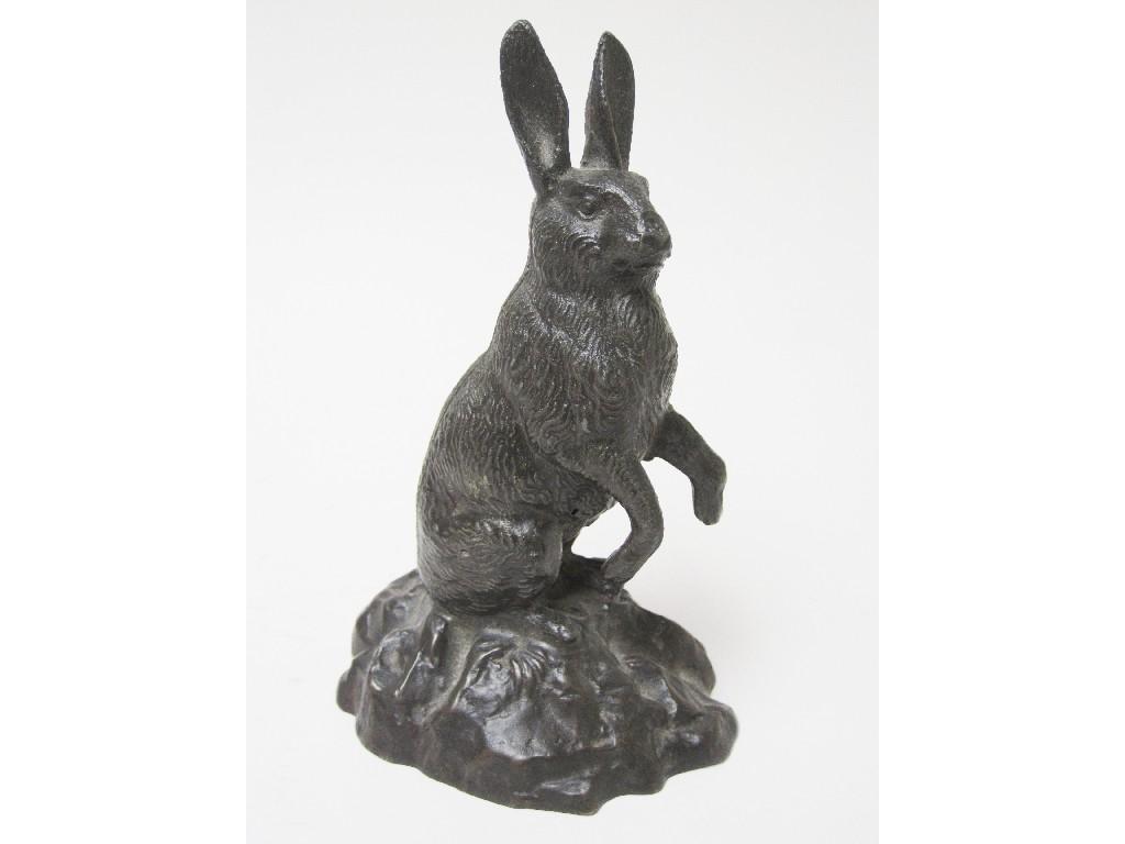 Appraisal: A bronzed Figure of a hare on its haunches in