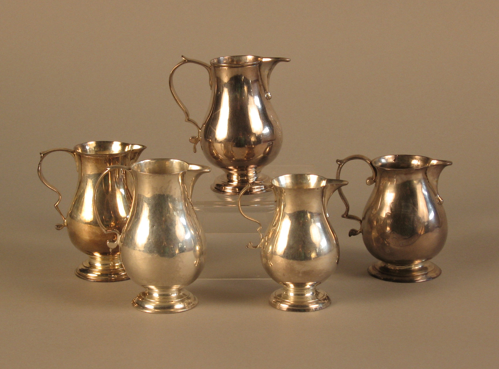 Appraisal: Group of five Georgian sterling silver small cream jugs th