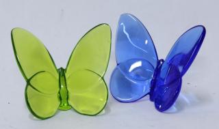 Appraisal: Baccarat Colored Crystal Papillon Paperweights Comprising one cobalt blue and