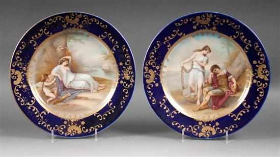 Appraisal: Pair of Vienna classical painted porcelain cabinet plates late th