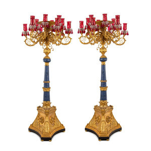 Appraisal: A Pair of Monumental Empire Style Gilt Bronze and Lapis