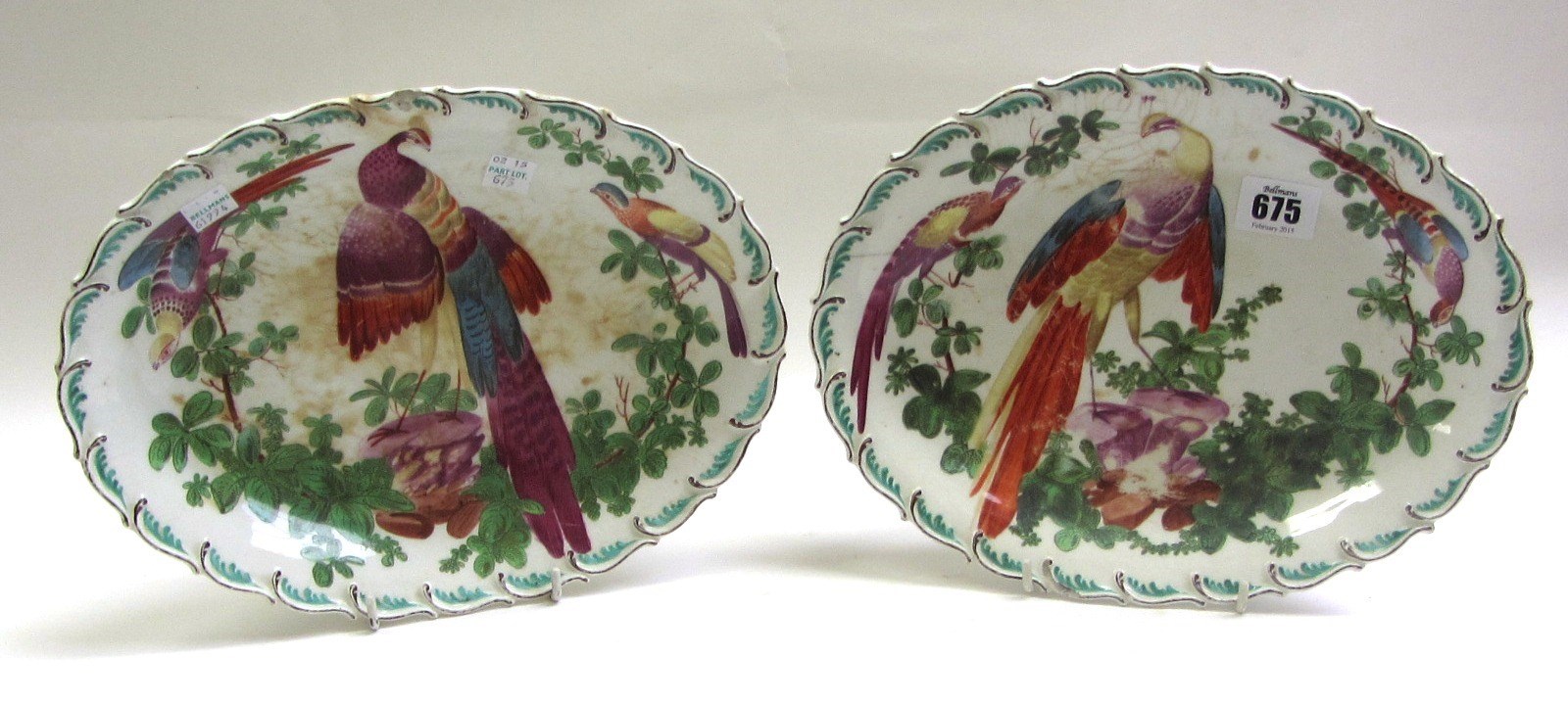 Appraisal: A pair of Chelsea oval dishes circa each painted with