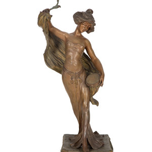 Appraisal: A Patinated Metal Figure of a Standing Maiden Mounted as