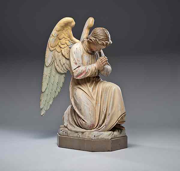 Appraisal: Heinrich Schroeder Cincinnati Carved Wooden Angel Cincinnati OH ca s