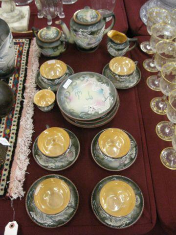 Appraisal: Japanese Moriage Lusterware Porcelain Tea luncheon set pcs luster interior