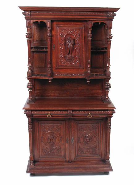 Appraisal: A French Renaissance style carved oak cabinet th century height