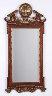 Appraisal: Carved and parcel gilt mahogany mirror h Carved and parcel-gilt