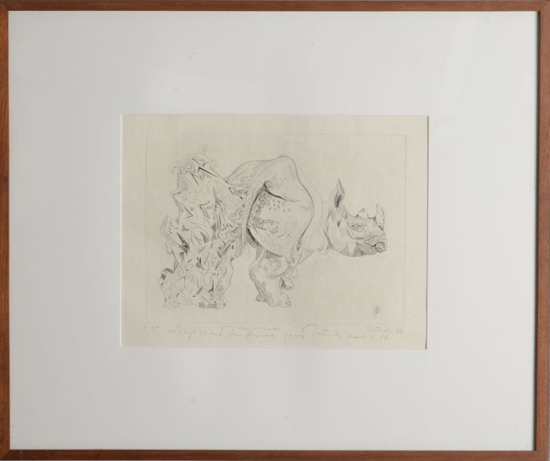 Appraisal: GABOR PETERDI - RHINOCEROS Etching on wove paper signed and