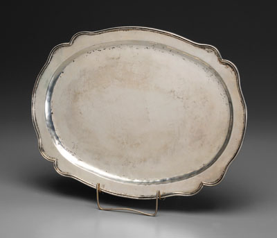 Appraisal: Peruvian Silver Tray probably th century scalloped borders hammered finish