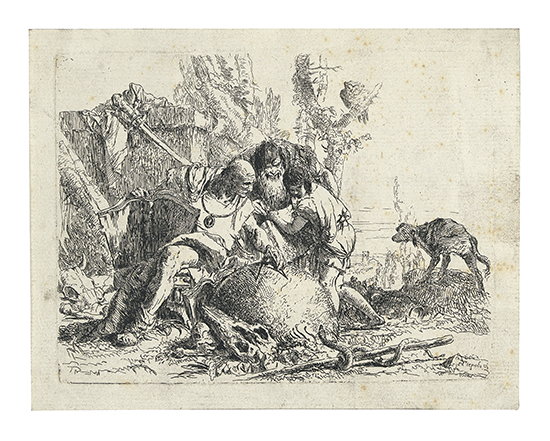 Appraisal: GIOVANNI B TIEPOLO Due maghi ed un fanciullo Etching circa