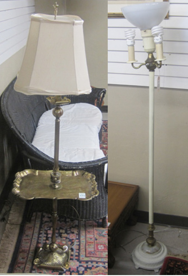 Appraisal: TWO AMERICAN VINTAGE FLOOR LAMPS brass plated -way floor lamp