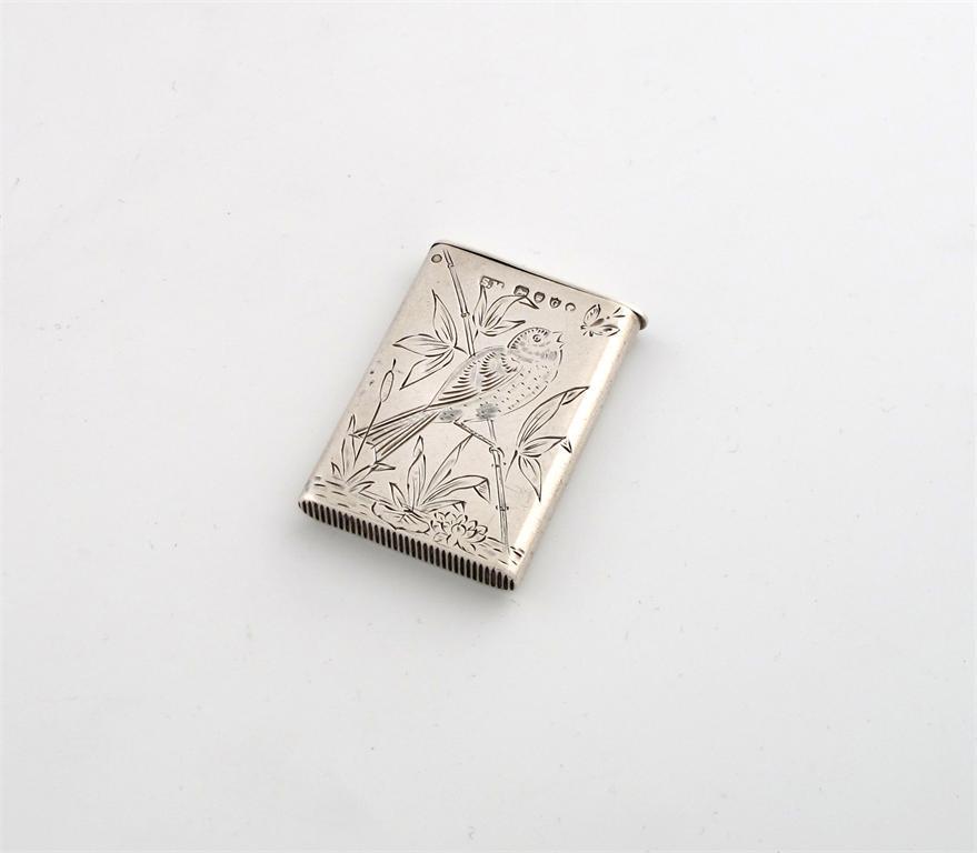 Appraisal: A Victorian Aesthetic Movement silver vesta case