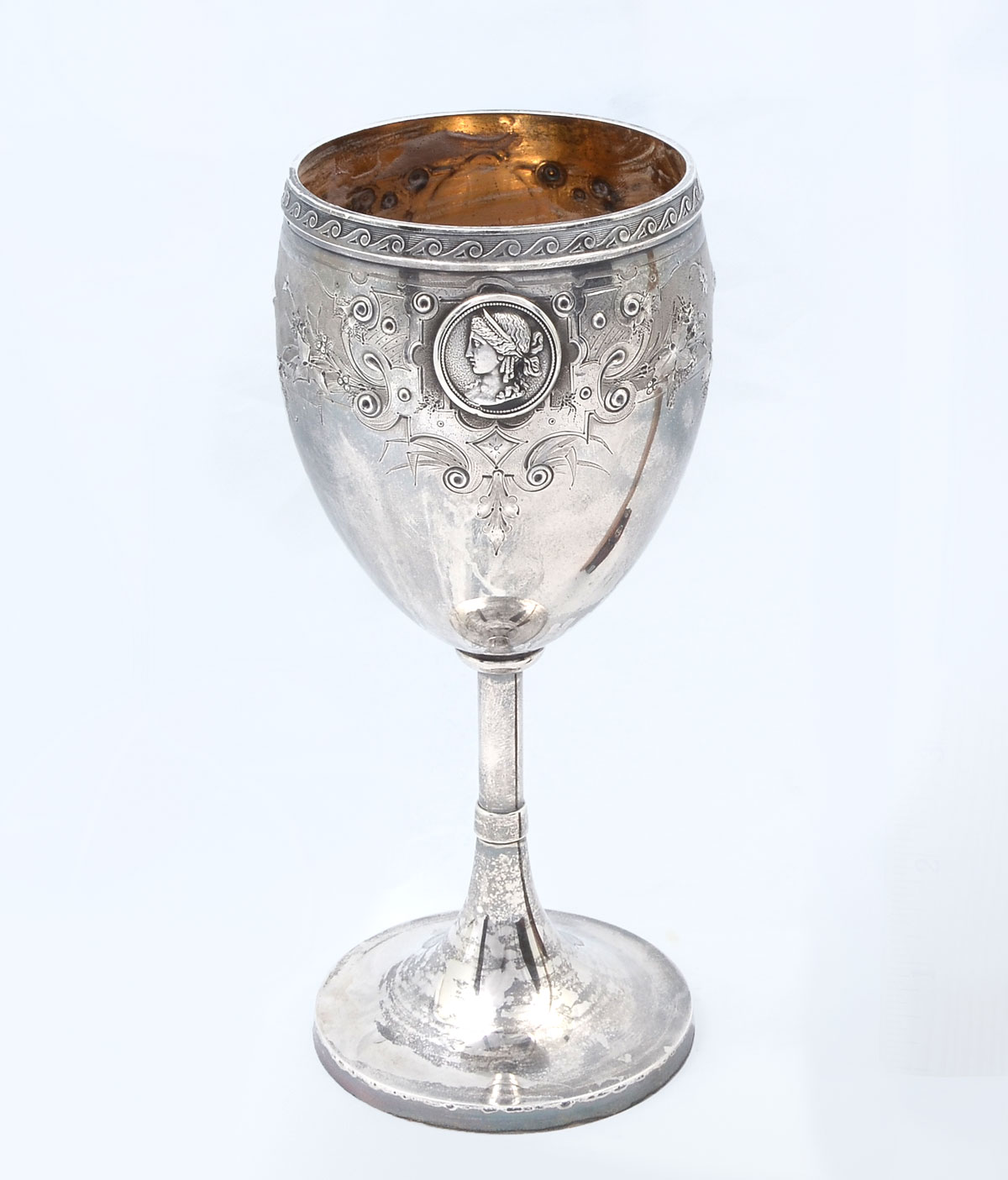 Appraisal: GORHAM STERLING SILVER GOBLET ''MEDALLION PATTERN'' Approx Troy ounces Gorham