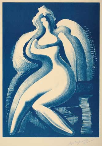 Appraisal: ALEXANDER ARCHIPENKO Coquette Lithograph printed in blue on cream wove