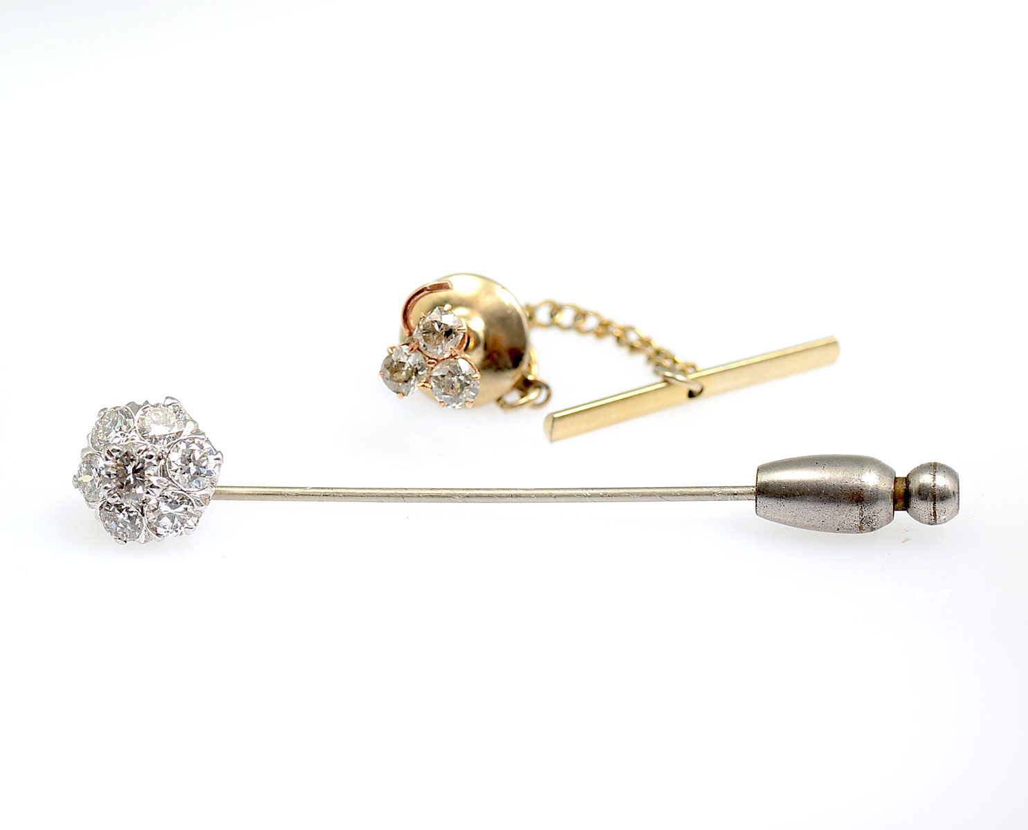 Appraisal: K DIAMOND TIE PIN STICK PIN K yellow gold tie