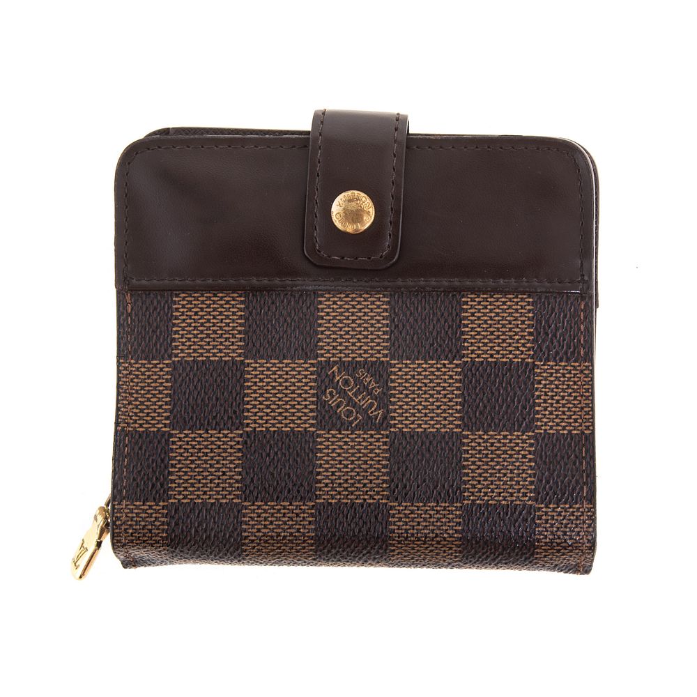 Appraisal: A Louis Vuitton Damier Ebene Compact Zip Wallet A brown