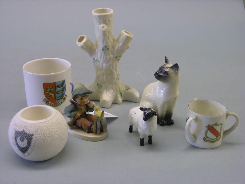 Appraisal: Collectable ceramics including a Belleek posy vase Beswick seated cat