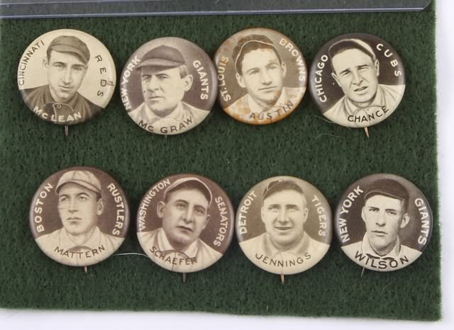 Appraisal: Grouping of eight Sweet Caporal P- Baseball Pins Pins include