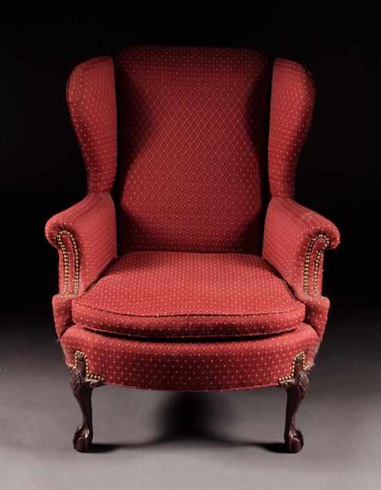 Appraisal: Chippendale style mahogany upholstered armchair Estimate - No condition report