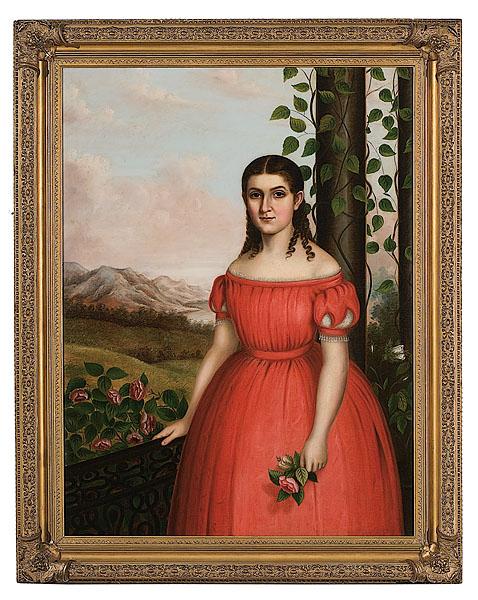 Appraisal: PORTRAIT OF A GIRL IN A RED DRESS American possibly