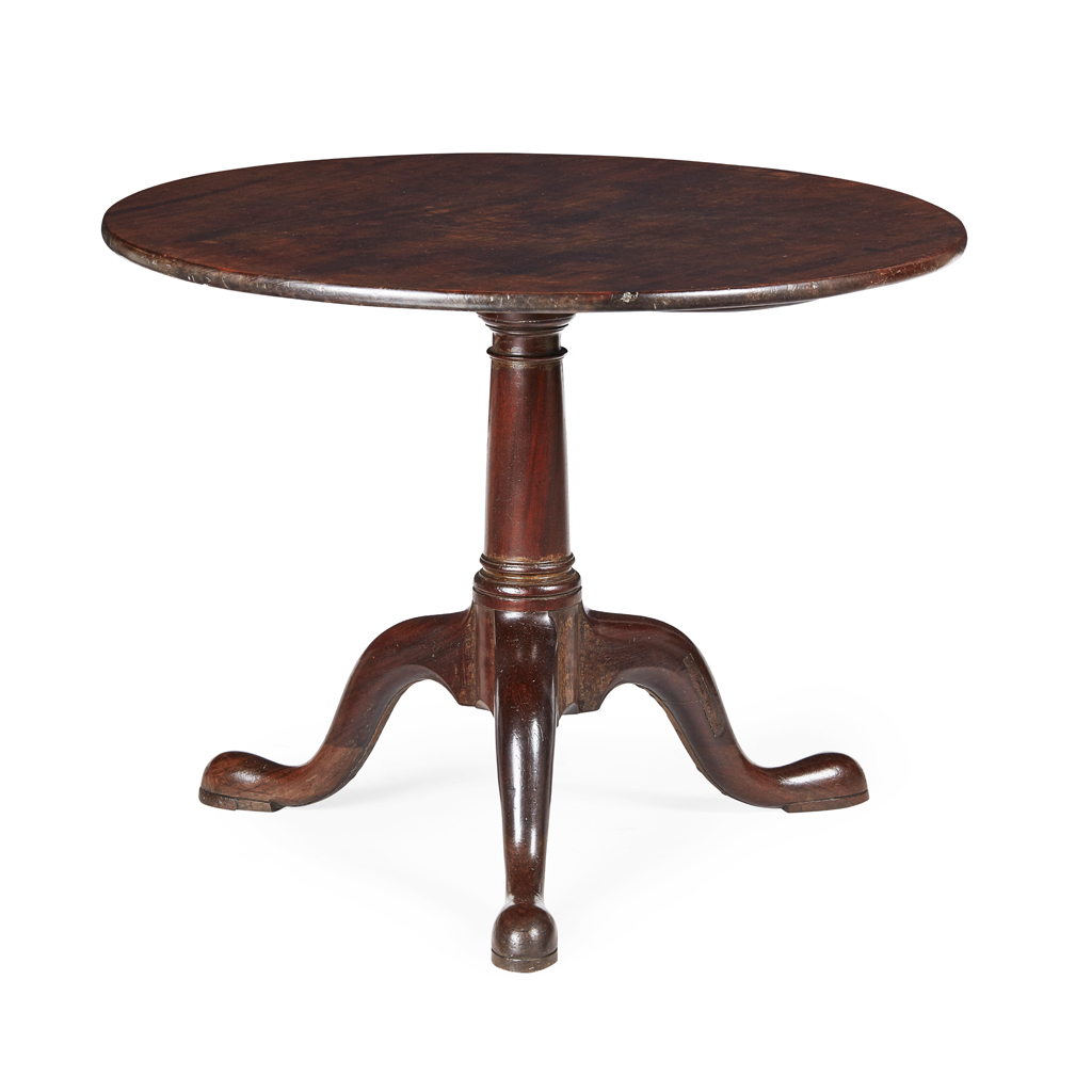 Appraisal: LARGE GEORGE II MAHOGANY TILT TOP TRIPOD TABLE CIRCA the