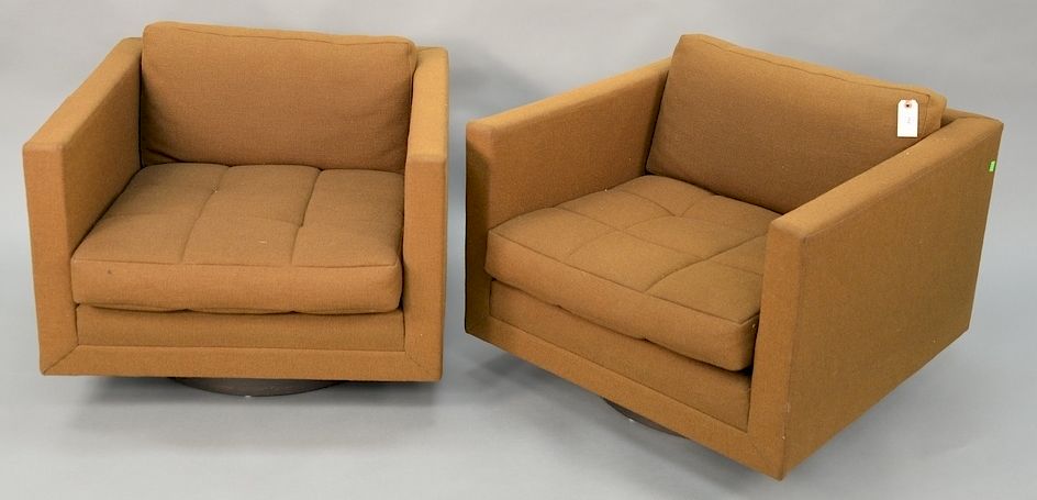 Appraisal: Pair of Harvey Probber cube swivel chairs signed nice condition