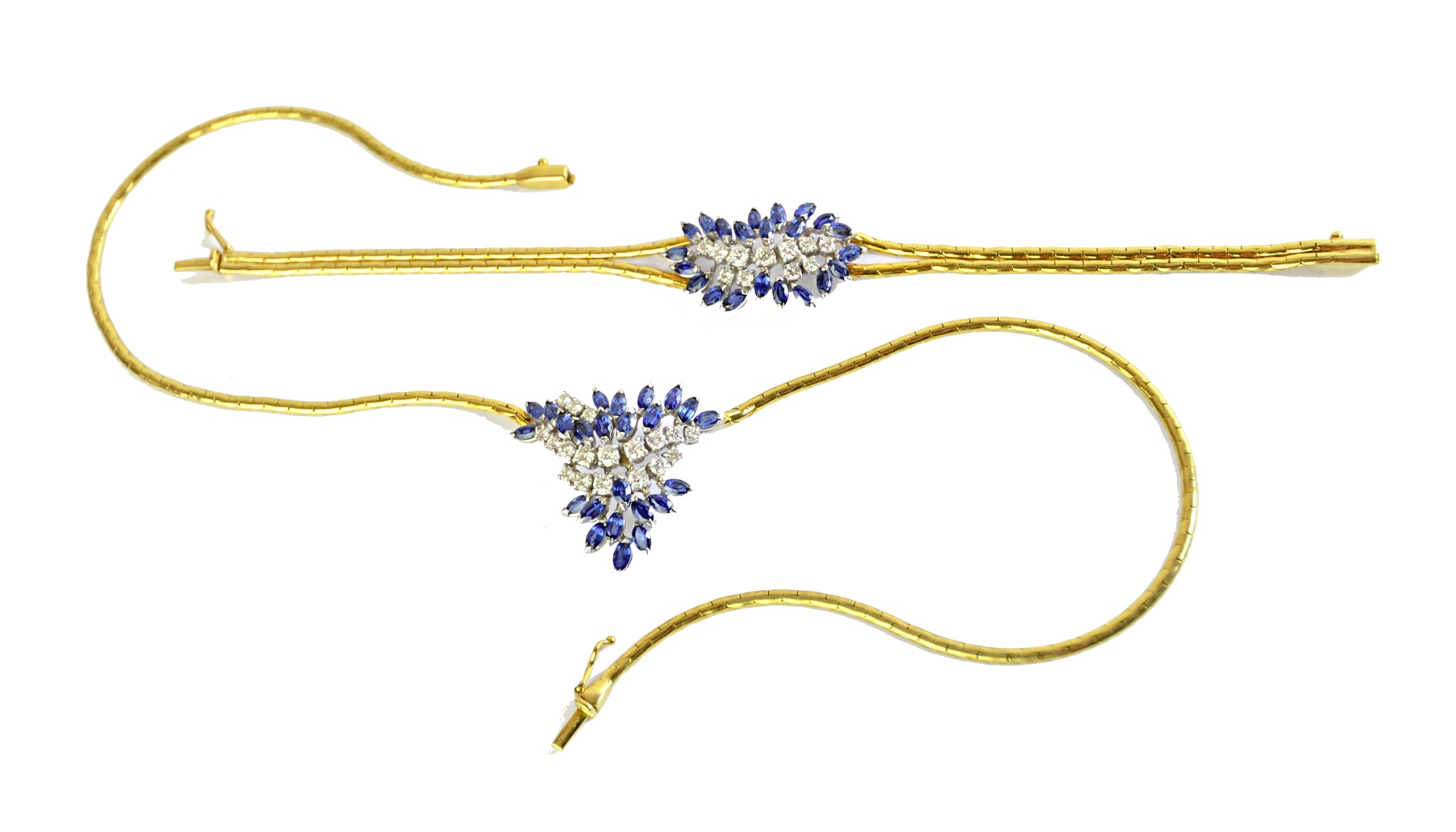 Appraisal: An ct gold sapphire and diamond set necklace with a