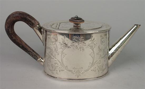 Appraisal: GEORGE III SILVER TEAPOT Sheffield Tudor and Leader maker length