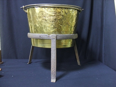 Appraisal: COAL BUCKET ON A FITTED STAND Late th century brass