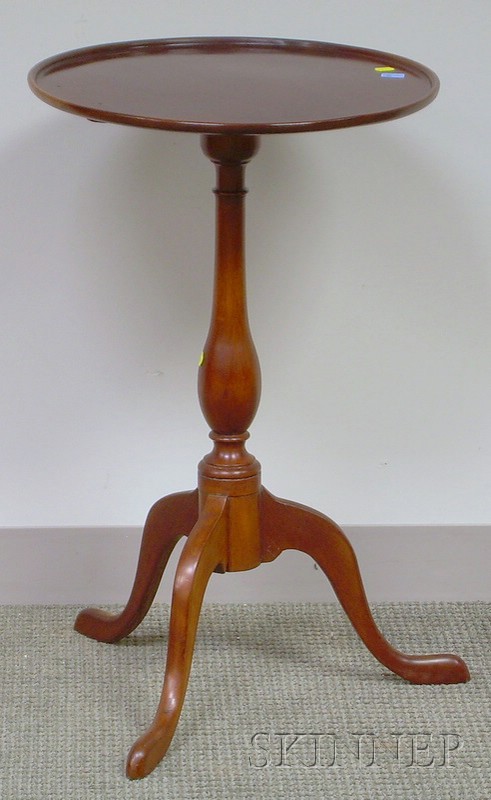 Appraisal: Federal Mahogany Dish-top Cherry Candlestand Rhode Island dia in