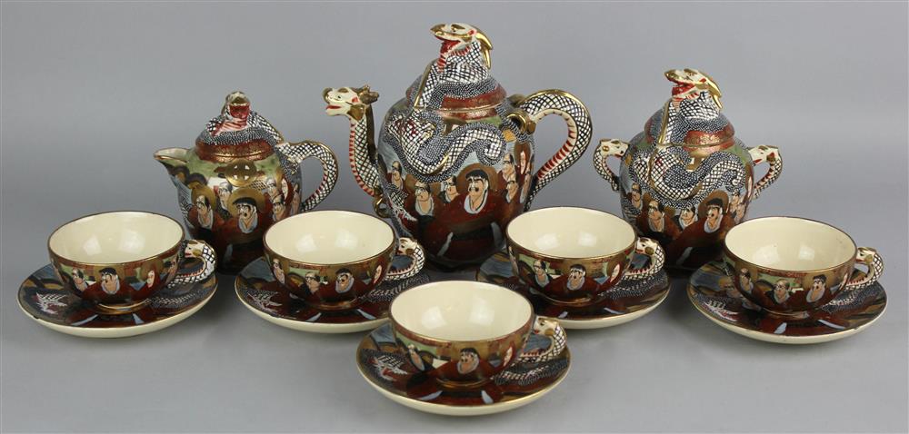 Appraisal: JAPANESE SATSUMA PART TEA SET MEIJI PERIOD CIRCA including a