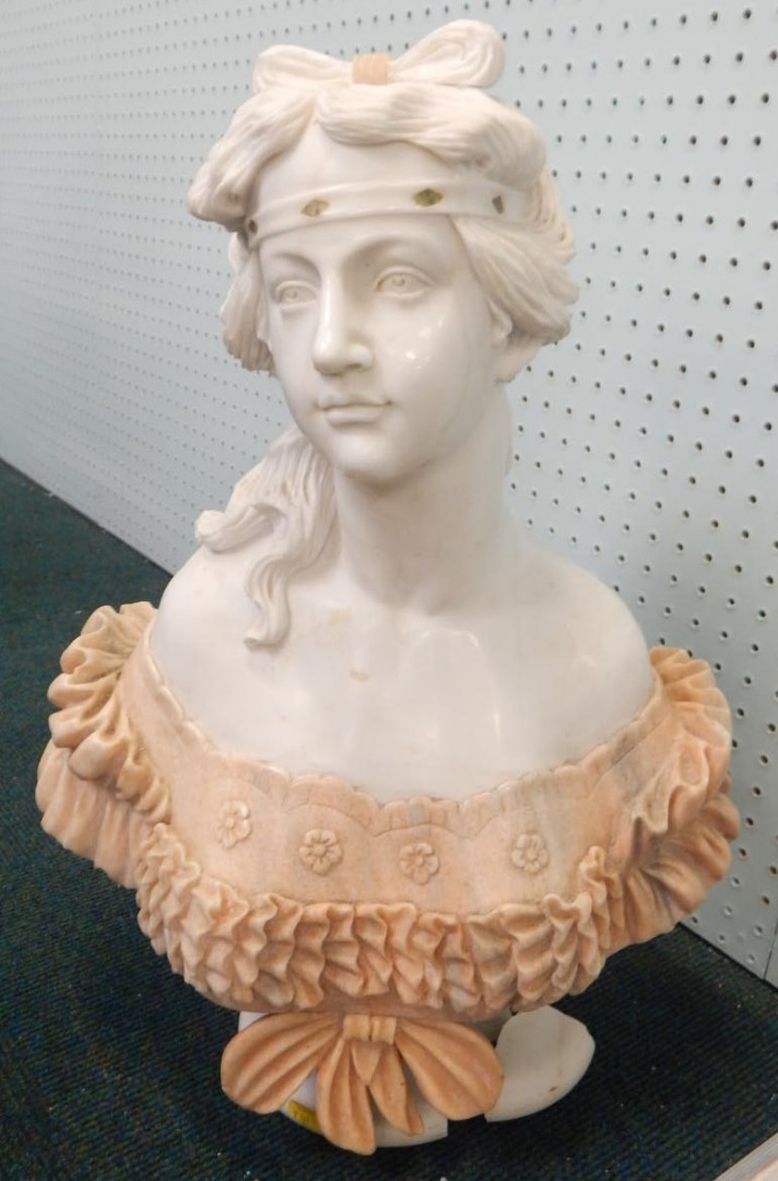 Appraisal: A classical design portrait marble finish bust of a lady