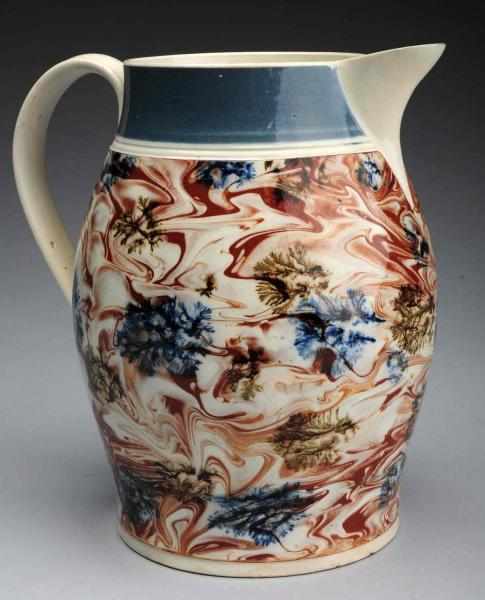 Appraisal: Outstanding th Century Mochaware Jug Retains original marbleized brown and