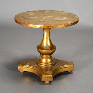 Appraisal: James Mont Table Gold leaf finish Signed pedestal Height inches