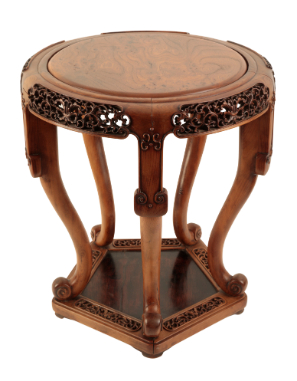 Appraisal: A CHINESE BOXWOOD STOOL Qing with circular burrwood-inlaid top on