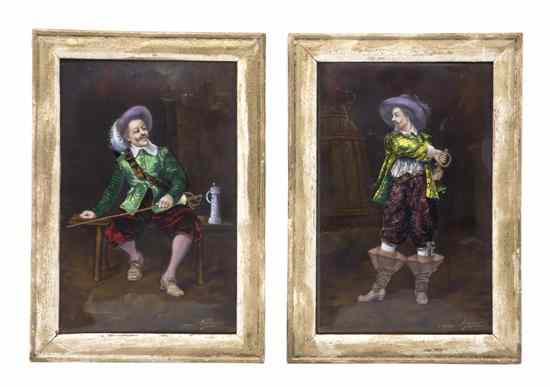 Appraisal: Two French Enameled Copper and Foil Decorated Plaques each depicting