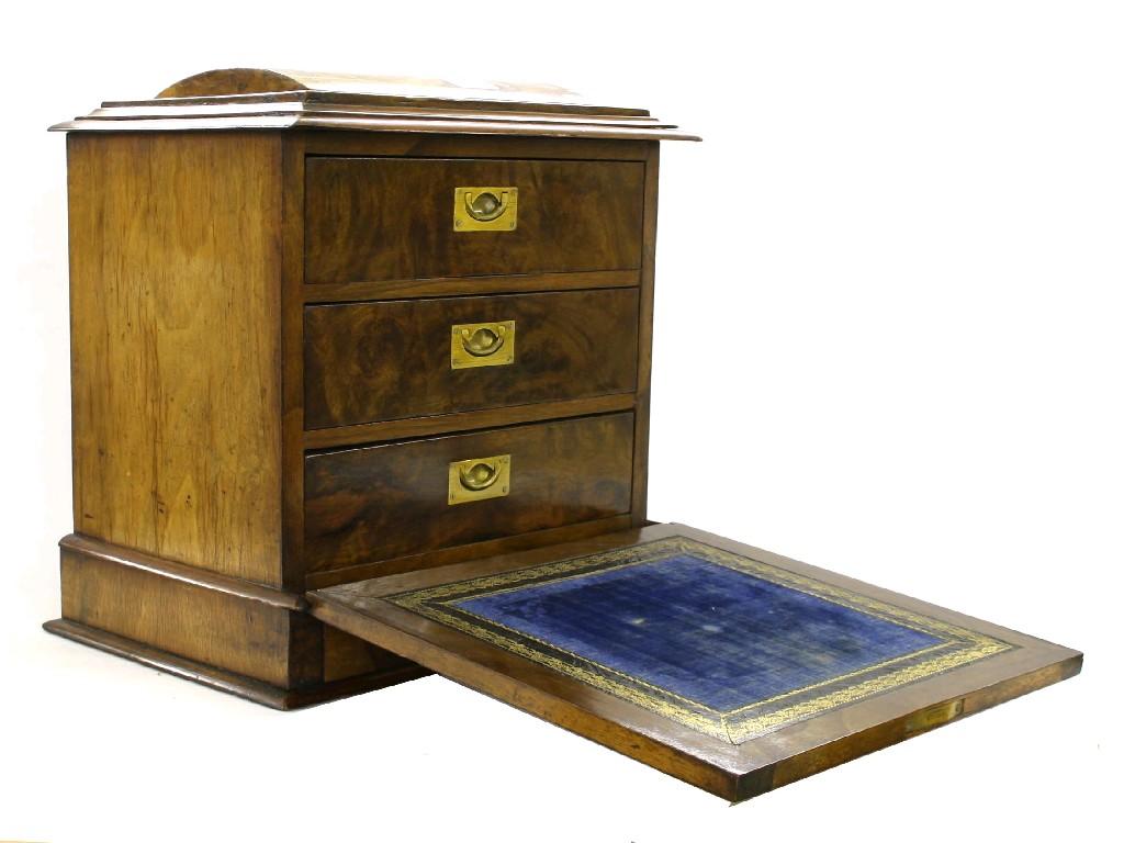 Appraisal: Victorian burr walnut inlaid writing slope with a dome top