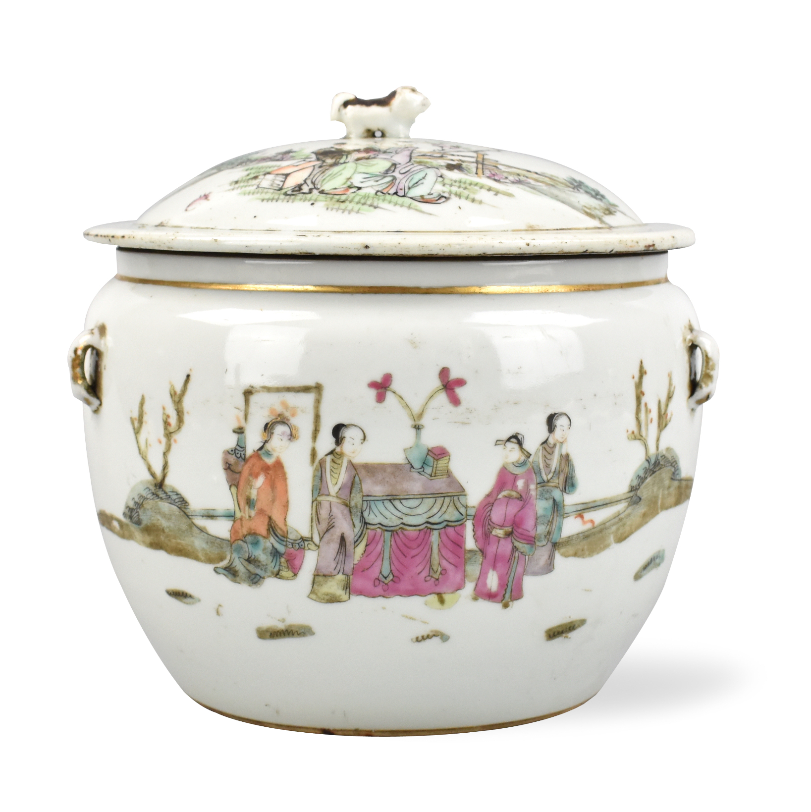 Appraisal: A Chinese Republic Period famille rose jar with cover illustrated