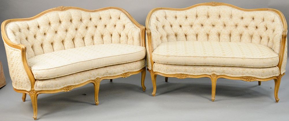 Appraisal: Pair of Louis XV style loveseats ht in wd in