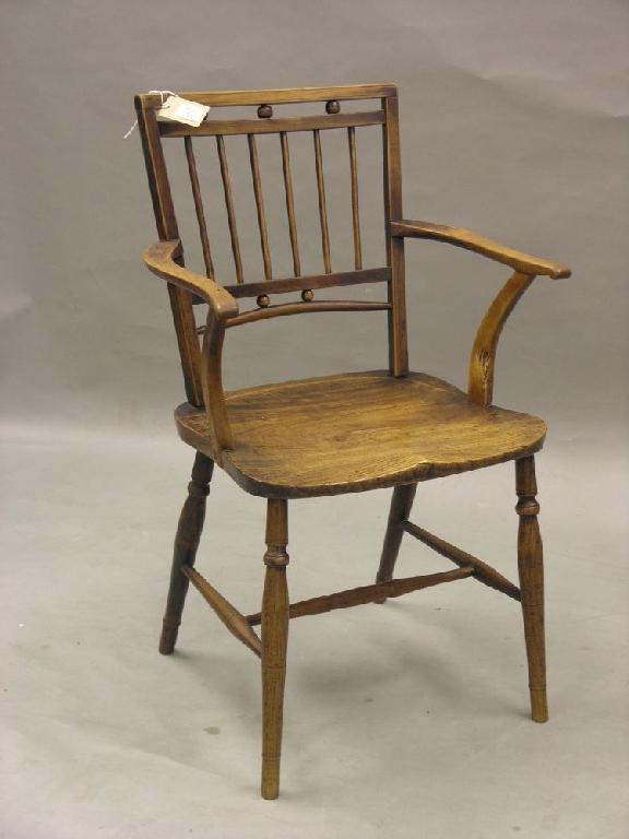 Appraisal: An early th century ash and elm Mendlesham armchair spindle