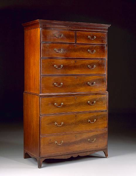 Appraisal: A George III mahogany chest on chest late th century