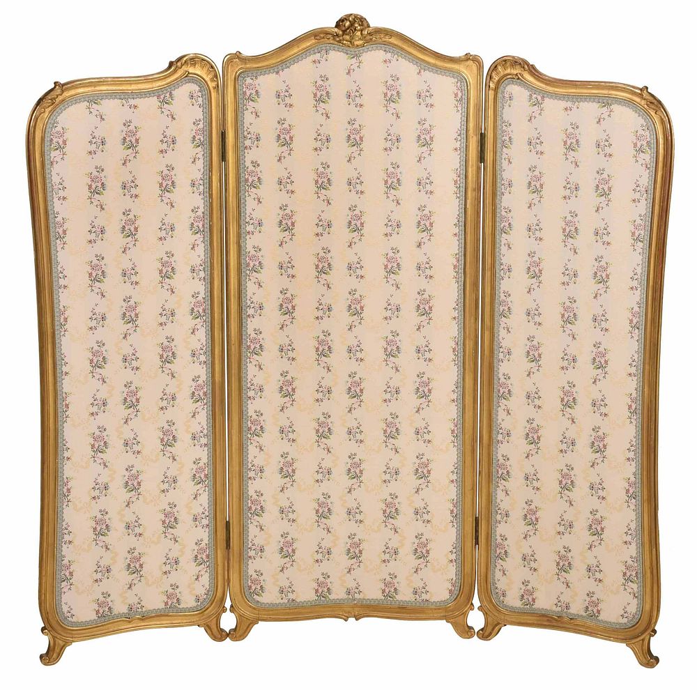 Appraisal: Louis XV Style Carved and Giltwood Room Screen French late