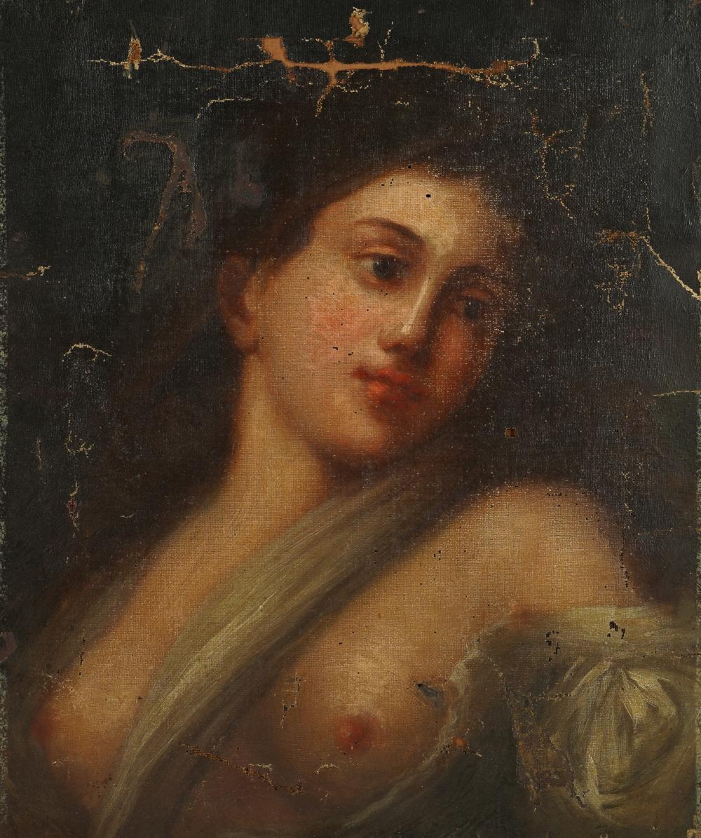 Appraisal: CONTINENTAL SCHOOL BUST OF A FEMALE ALLEGORICAL FIGUREoil on canvas