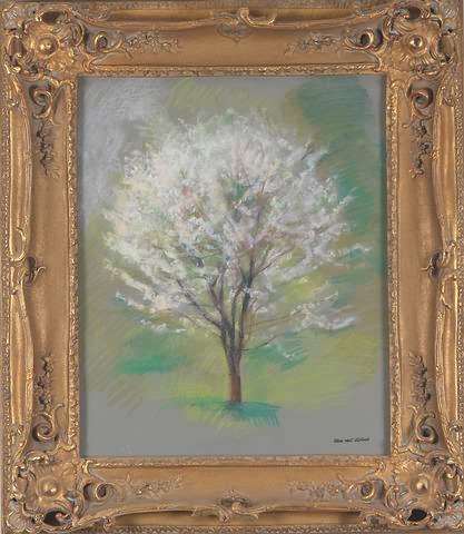 Appraisal: Flowering tree pastel x SLR Artist American - S