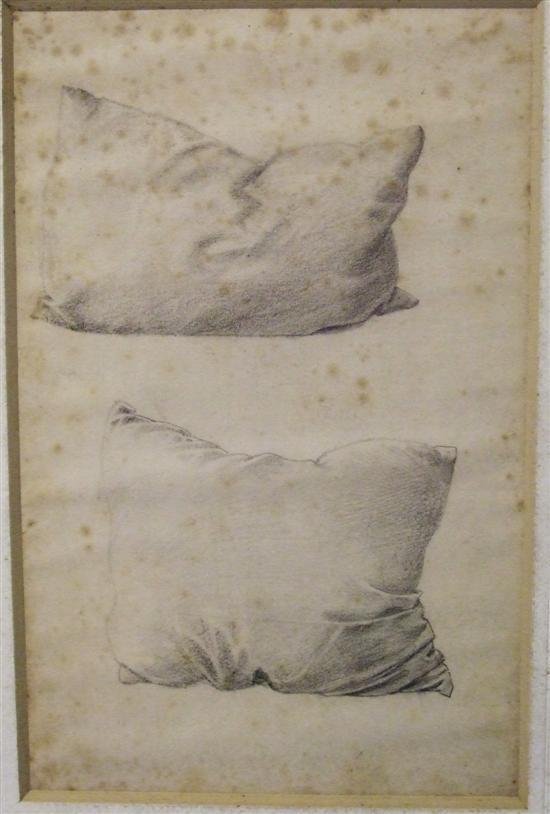 Appraisal: Edward Burne-Jones two studies of pillows on one sheet of